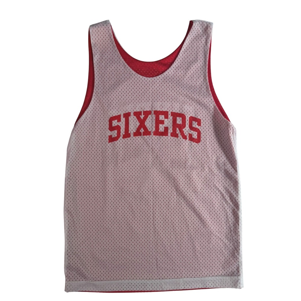 A4 Sixers Vintage Streetwear Youth Basketball Jersey Reversible Red White